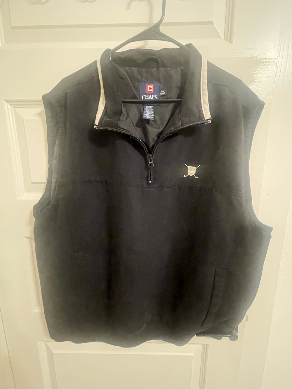 Chaps Black Vest with Cream Trim and Crest